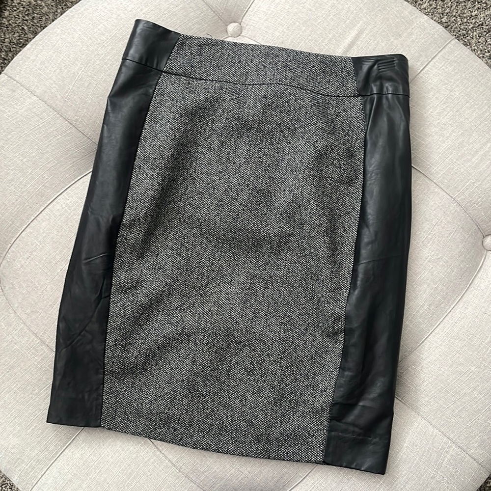 Leather and tweed h&m pencil skirt